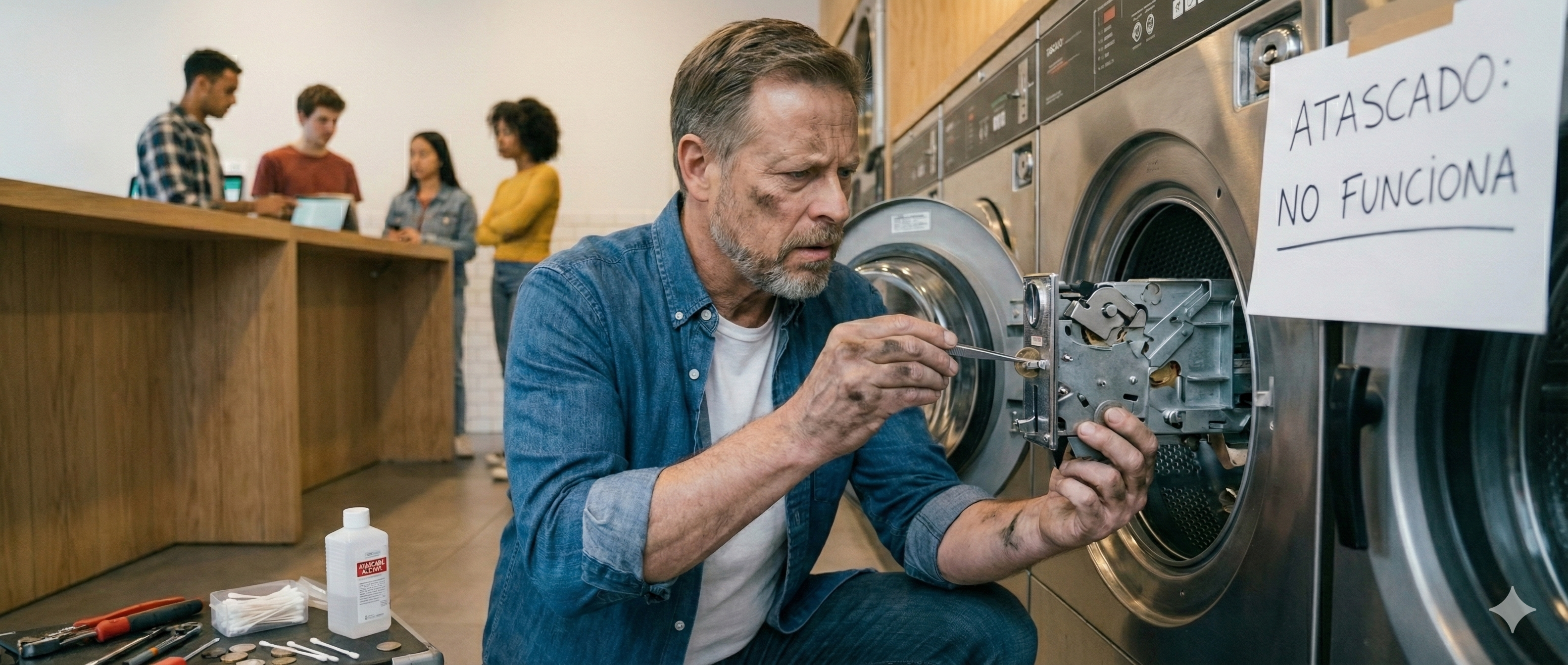 Cómo solucionar atascos de monedas en lavadoras industriales (Guía rápida y solución definitiva)